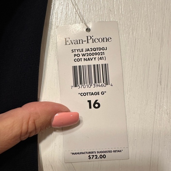 Evan-Picone Navy Sleeveless Sheath Dress Size 16 NWT Classic Lined Work Event - Picture 7 of 8